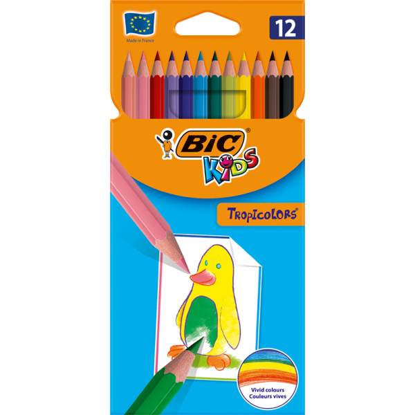 BİC KİDS TROPİCOLORS TAM BOY KURU BOYA 12 RENK